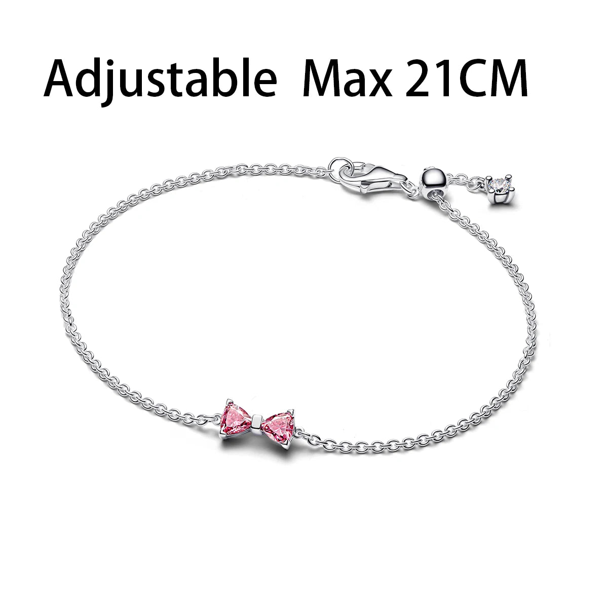 925 Sterling Silver Pink Bow Set Charms Rings Earrings Necklaces Bead Sparkling Women's Jewelry Gift Fashion Light Luxury Making