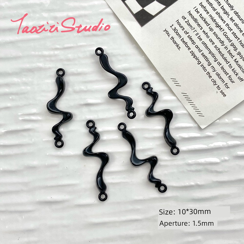 Sweet Cool Black Pink Sexy Liquid Alloy Pendant DIY Handmade Beaded Material Bracelet Necklace Ornament Bead Accessories