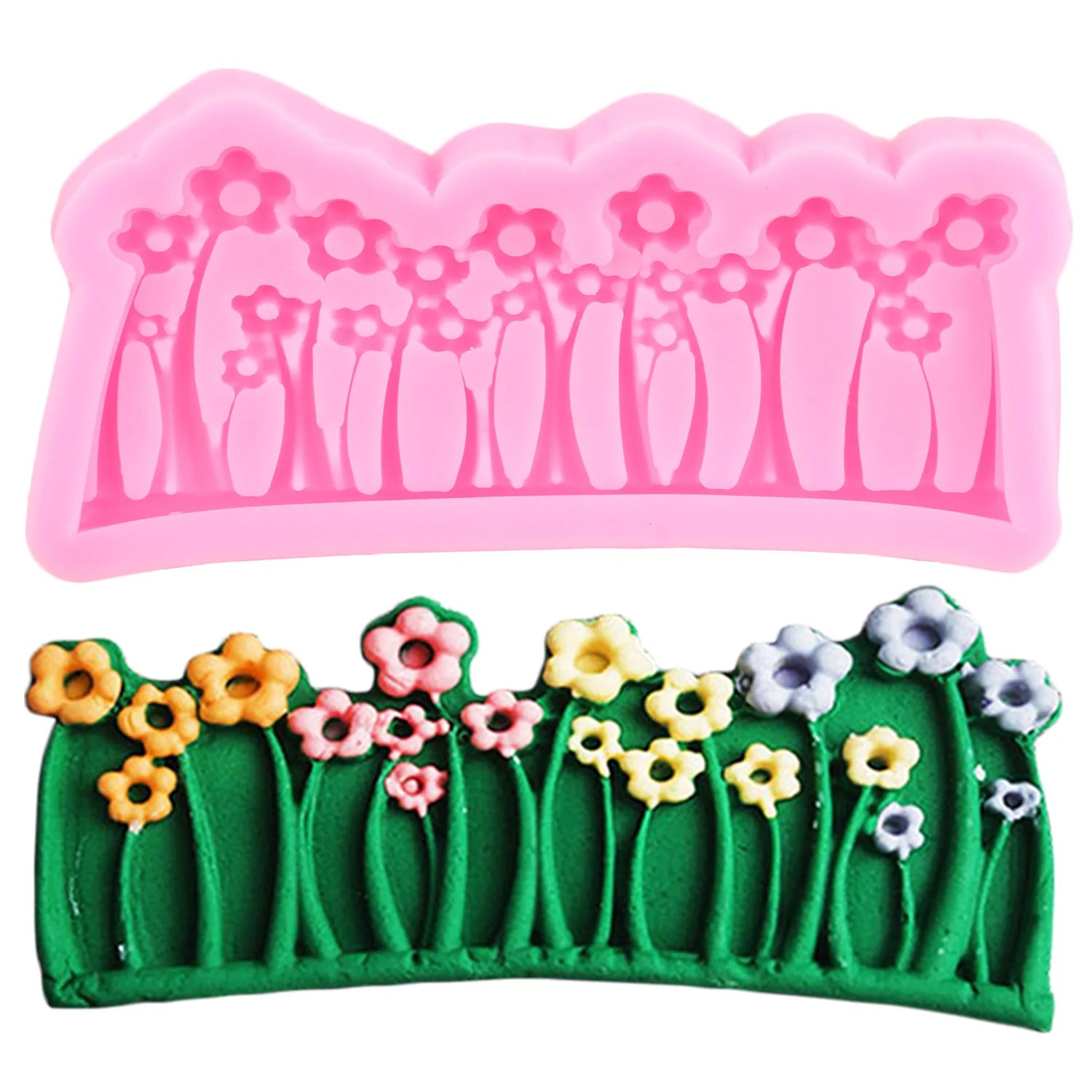 3D Tree Stump Fondant Mold Garden Picket Fence Silicone Molds Grass Flower Mushroom Chocolate Candy Mold Cake Decorating Tools