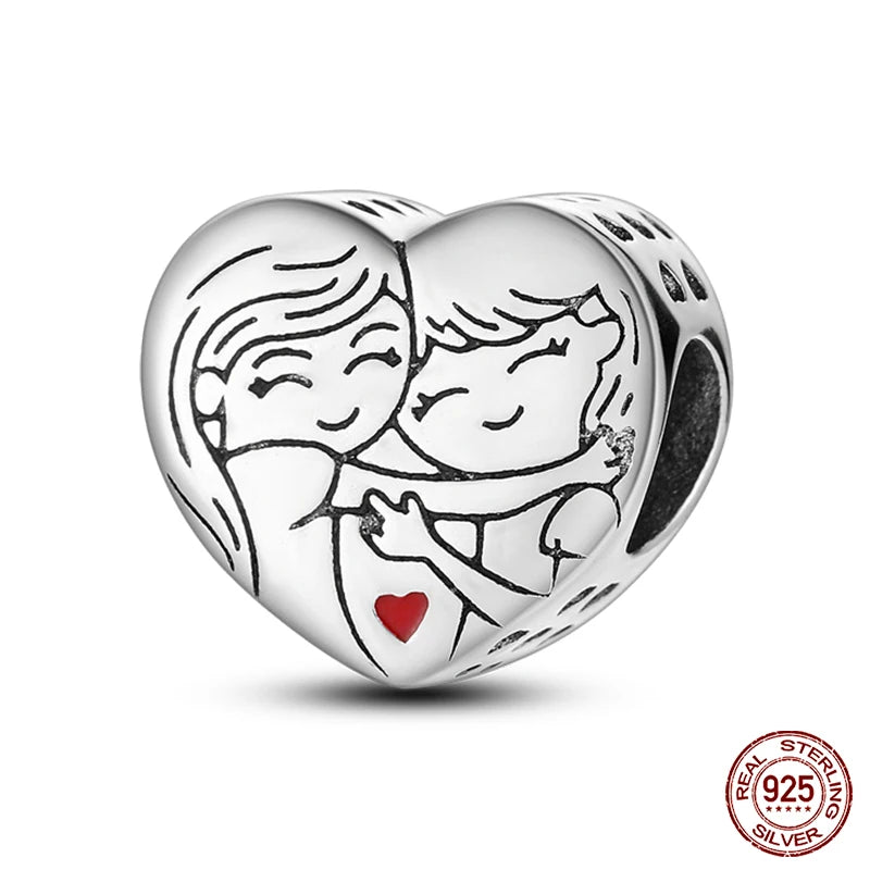 925 Sterling Silver Romantic Heart Series Charms Beads Fit Qikaola 925 Original Bracelet DIY Mother's Day Jewelry Gifts