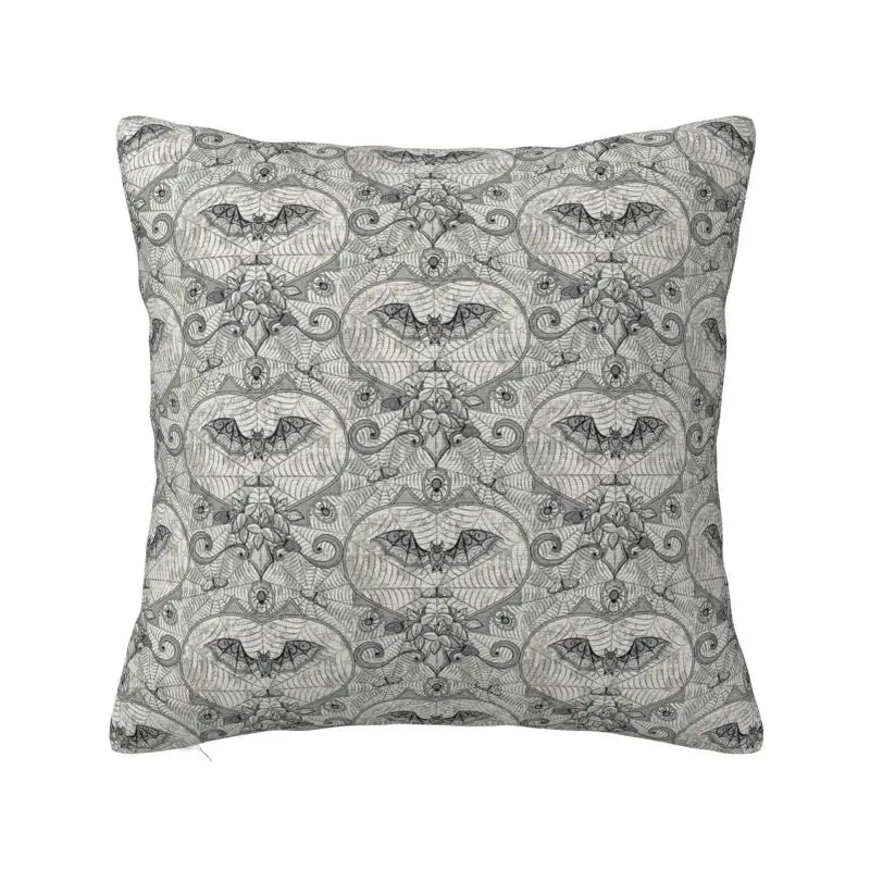 Custom Gothic Halloween Lace Bats Cushion Cover 45x45 Cm Polyester Throw Pillow Case For Sofa Living Room Decoration Pillowcase