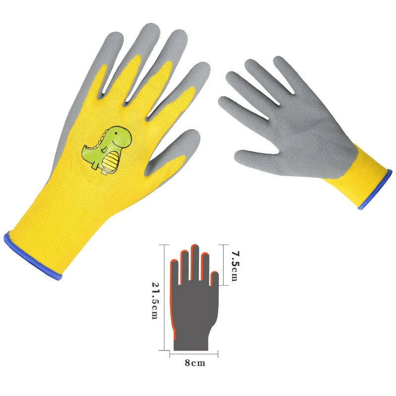 Gardening Gloves Kids Durable Waterproof Garden Work Gloves Non-Slip Children Safety Yard Work Gloves Portable Garden Supplies