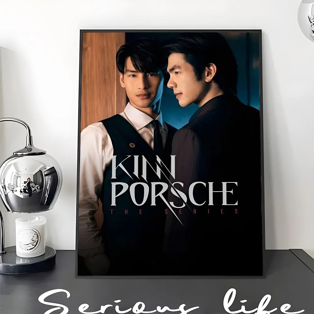 KinnPorsche The Series Movie  Self-adhesive Art Poster Fancy Wall Sticker for Living Room Bar Decoration Decorative Painting