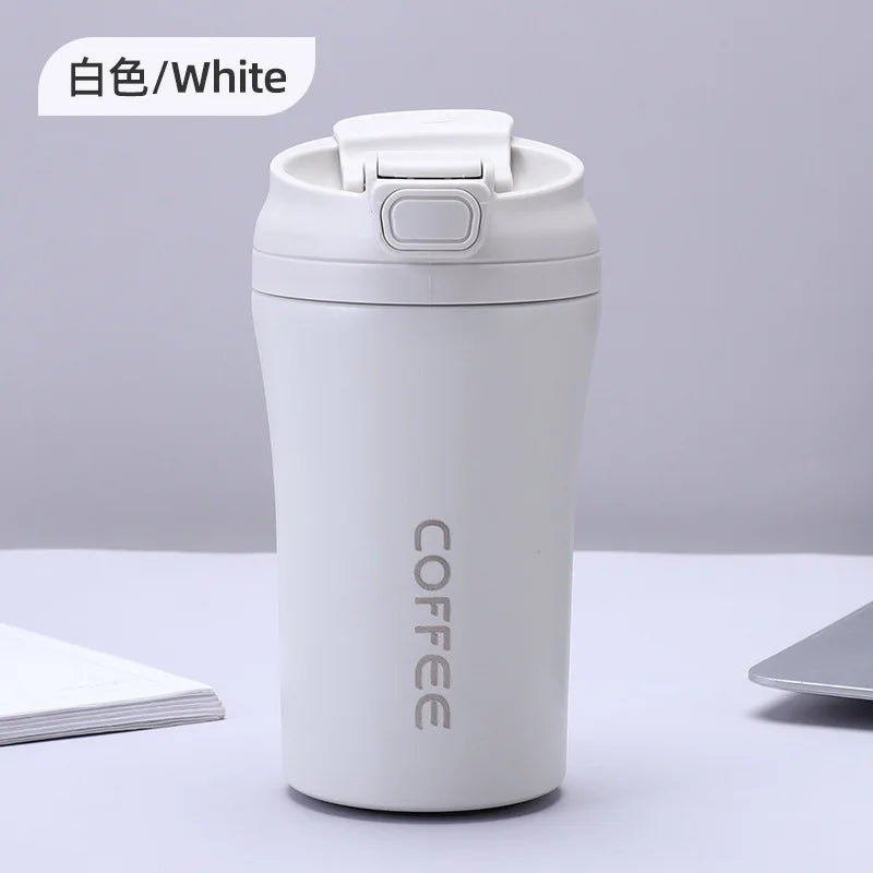 Stainless Steel Travel Mug with Straw, Portable Coffee Cup for Office/Car, Insulated Thermo Cup (13.5oz, Hot & Cold)