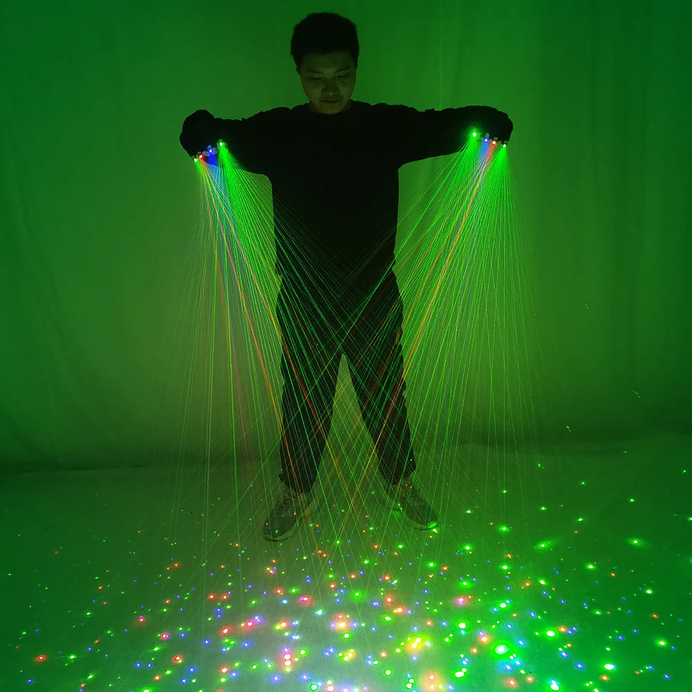 Sky Star RGB Laser Gloves Color Lazer Mitten Ray Glove Rave LED Flash Finger Palm Light Dress Up LED Robot Suit