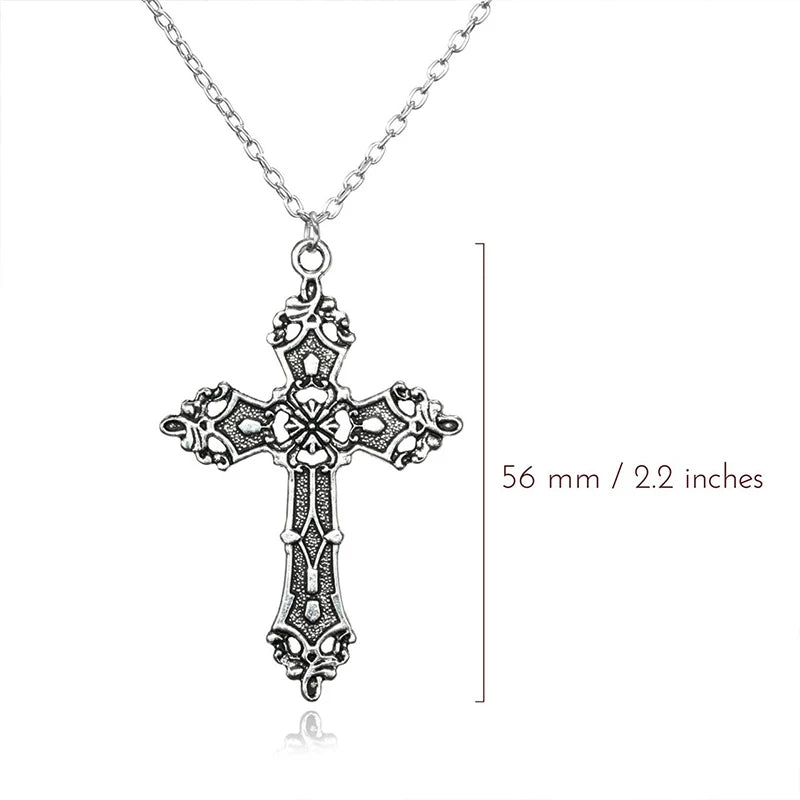Gothic Big Zircon Cross Necklace Unisex Y2K Irregular Goth Large Cross Pendant Necklaces  for Men Women Couple Necklace Jewelry