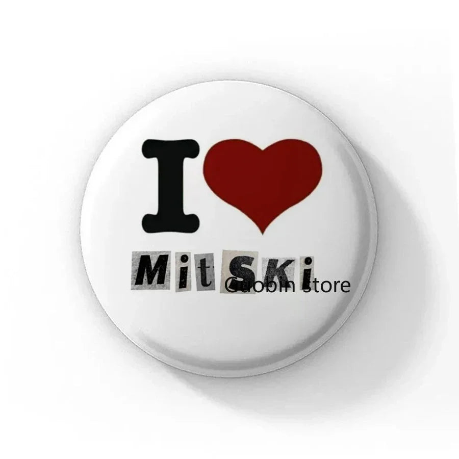 58mm Singer Mitski Enamel Pins Black and White Handmade Brooch Cartoon Cosplay Badge on Backpack Jewelry Accessories Gifts