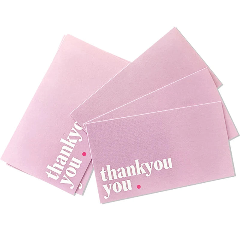 50pcs Elegant Small Business Pink Thank You Cards, Appreciation Greeting Cards for Clients, Employees, Customers