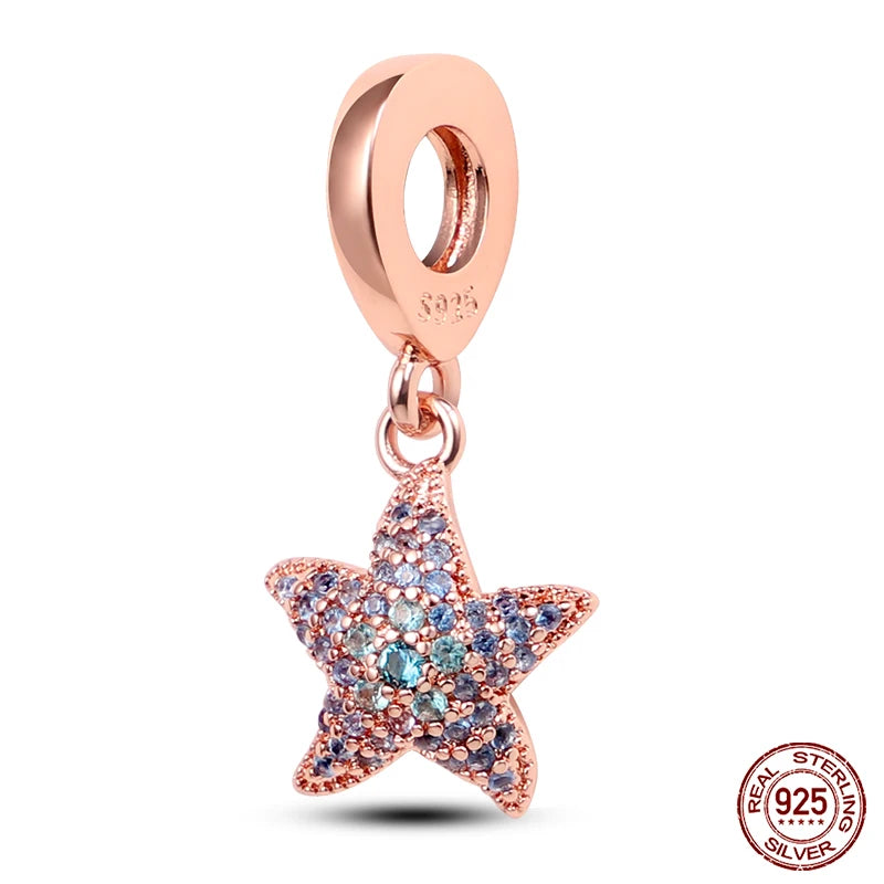 Original Ocean Series Fit 3mm Bracelet 100% Authentic 925 Sterling Silver Turtle Crab Mermaid Charm Beads DIY Jewelry Gift