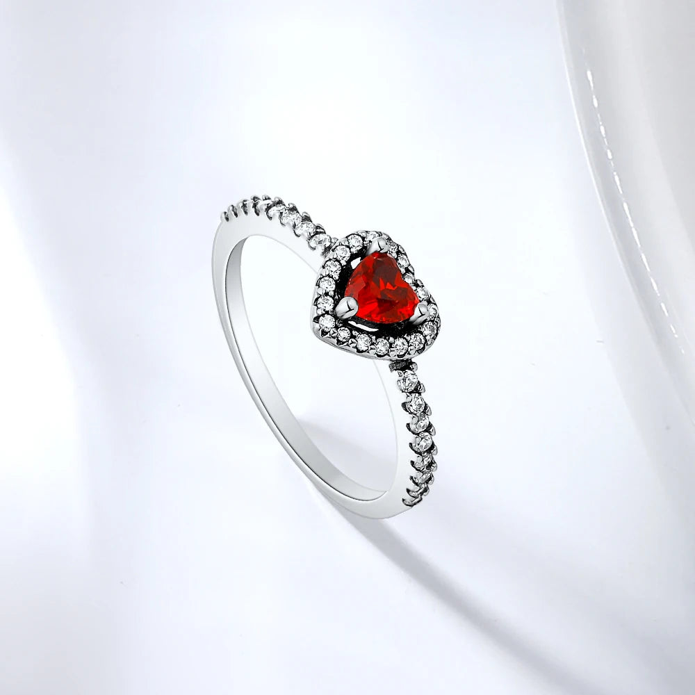 New pink heart-shaped 925 sterling silver love ring CZ zircon inlaid original ring Valentine's Day women's jewelry wedding gift