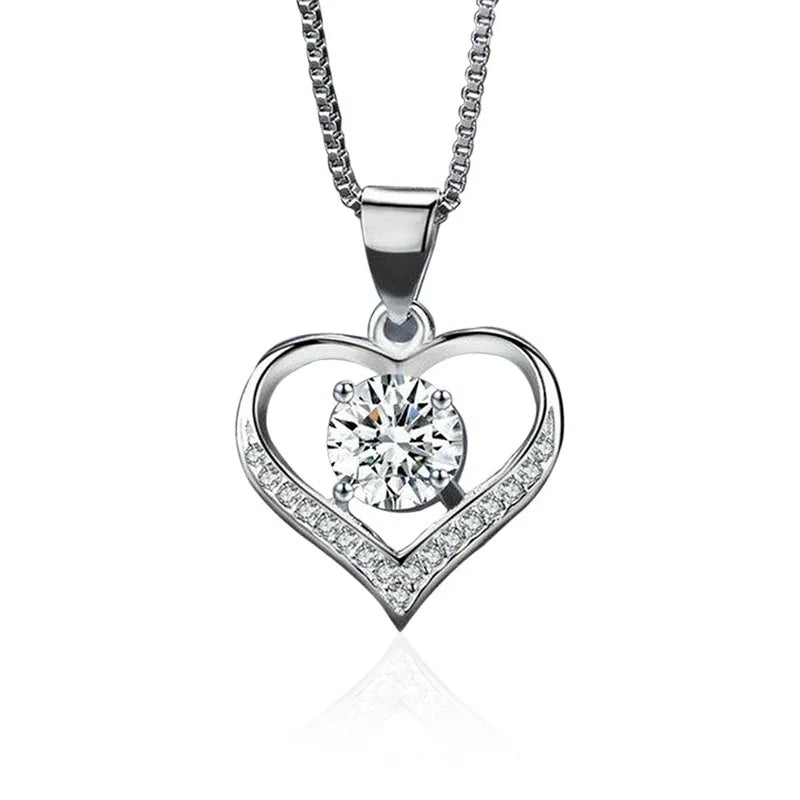 925 Sterling Silver Zircon Heart Pendants Necklaces For Women Luxury Designer Jewelry Gift