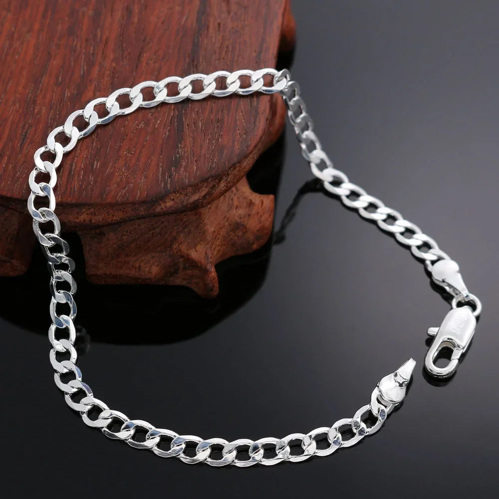 8 Inch 18K Gold Bracelet 5MM Sideways Chain Bracelet For Woman Men Fashion Wedding Engagement 925 Sterling Silver Jewelry Gifts