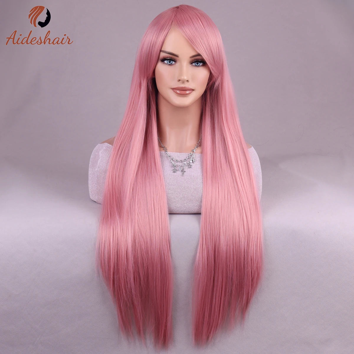 Halloween wine-red European and American long straight wig for women heat-resistant fiber synthetic wig for daily Cosplay