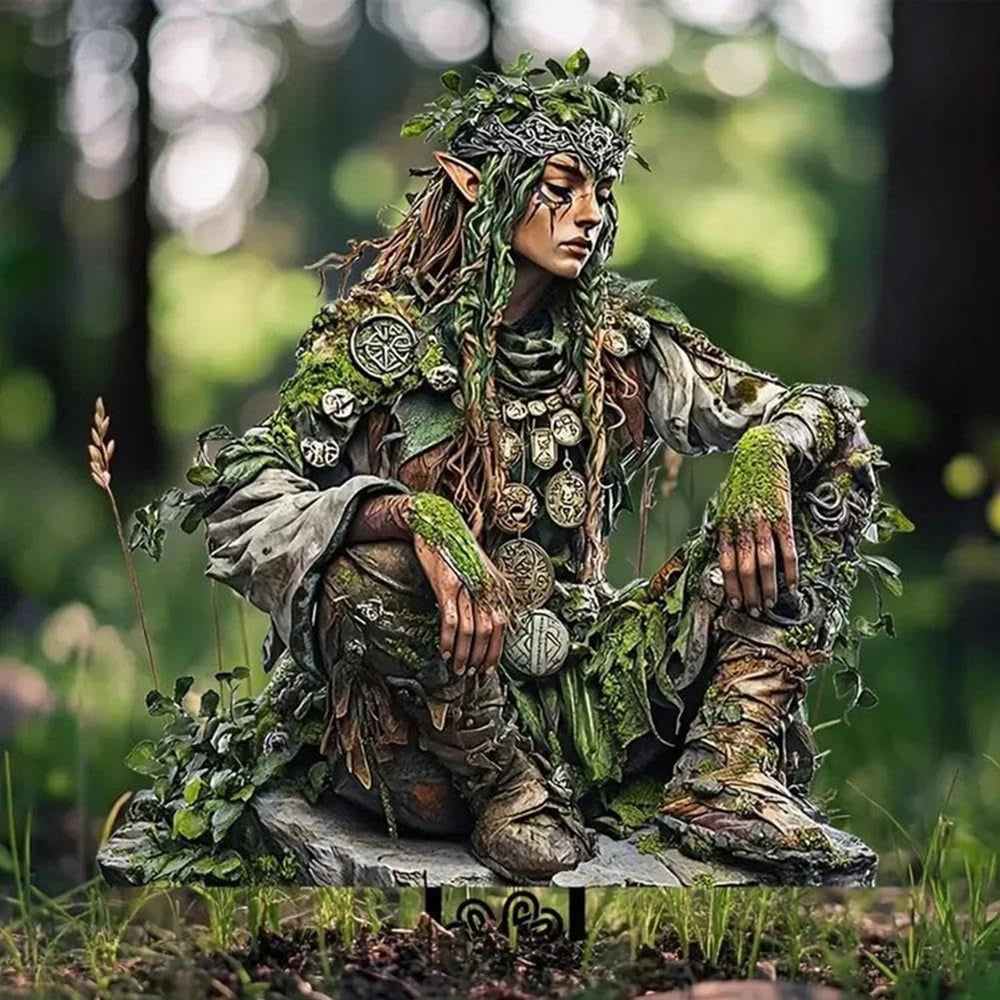 Garden Stakes, Tree Elf Yard Sign Acrylic Ground Insert Waterproof Outdoor Decor For Lawn Decorative Garden Stakes Green Decor