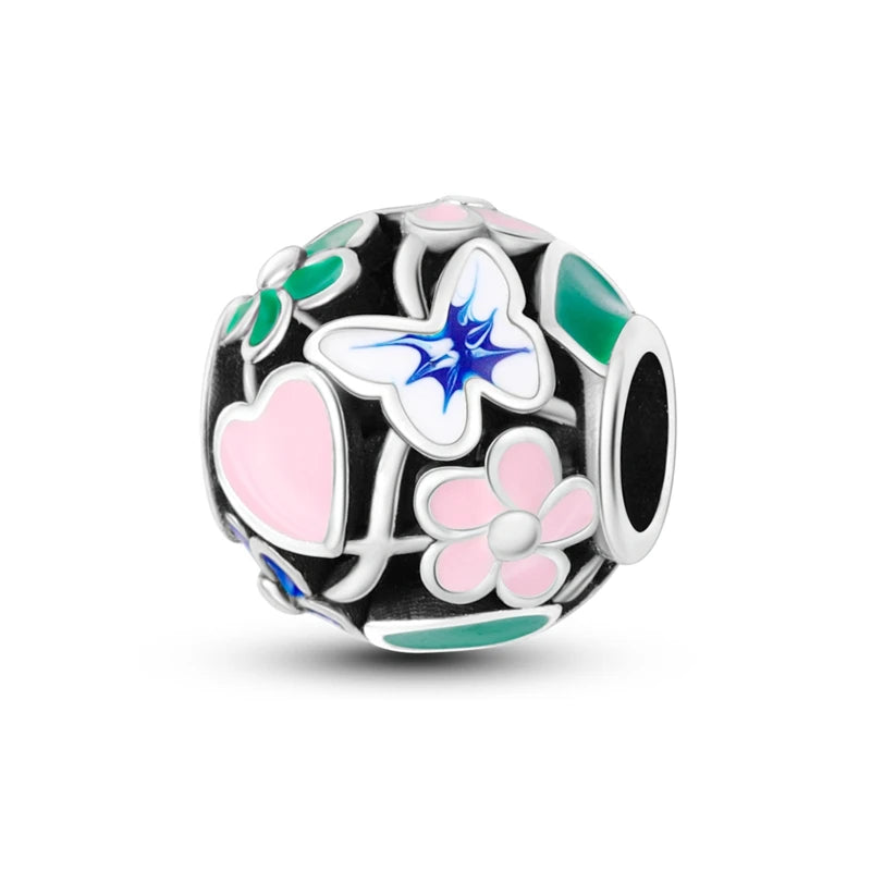 New 925 Sterling Silver Cactus Four Leaf Clover Charm Spring Green Series Bead Pendant For Original Beads Bracelet DIY Jewelry