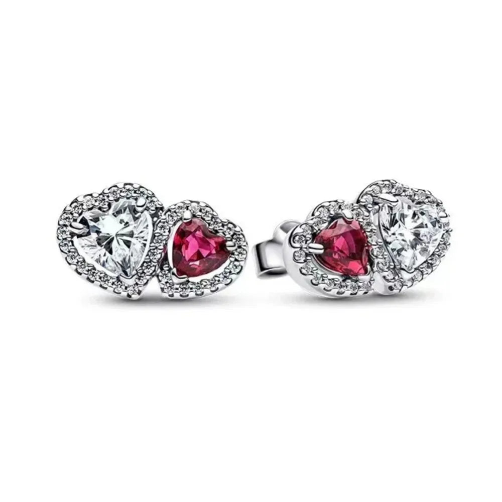 2025Hot Selling 925 Sterling Silver Heart-Shaped Colored Zircon Exquisite Earrings, Suitable For Girls' Charming Jewelry Gifts