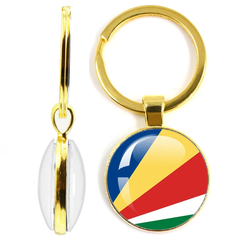National Flag Glass Double-Sided Keychain Ethiopia Islas Canarias Kenya Sudan Madeira Melilla South Sudan Ceuta Seychelles
