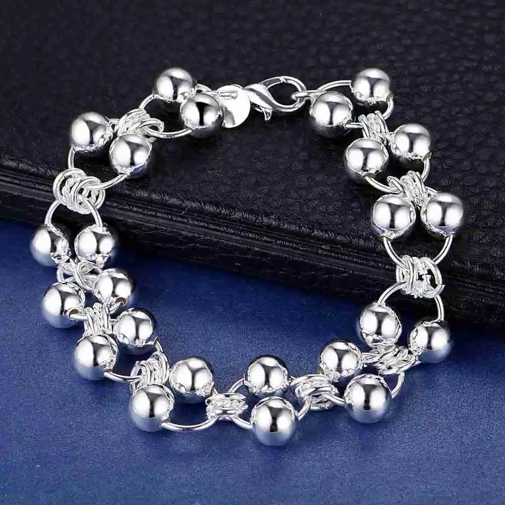 New 925 Sterling Silver Bead Heart High Quality Romance Bracelet Chain For Women Engagement Party Wedding Jewelry Gift