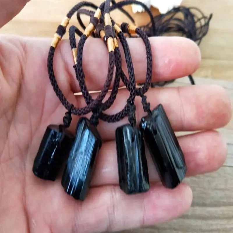Healing for Raw Gemstone Pendant Necklace Natural Crystal Black Tourmaline Stone Necklace Jewelry Decor Gift for Girls B