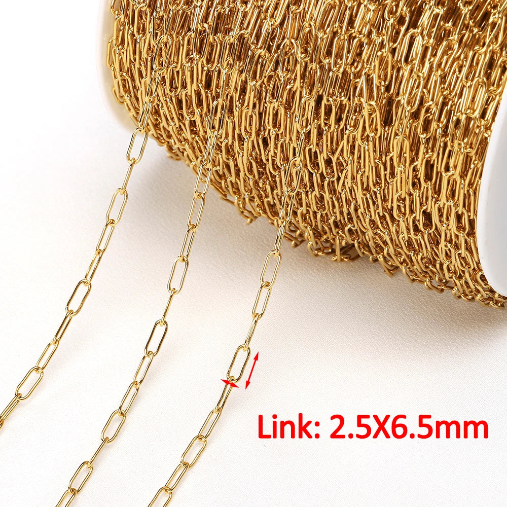 1meter Gold Stainless Steel Chain Multi Styles Star Thick Cable Curb Chains for Necklace Bracelet Jewelry Making DIY No Fade