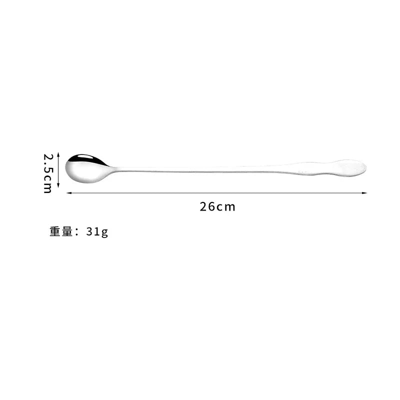 20cm/23cm/32cm Long Handled Stainless Steel Gourd Mixing Spoon Bar Cocktail and Tea Spoon Coffee Ice Cream Dessert Mixing Spoon