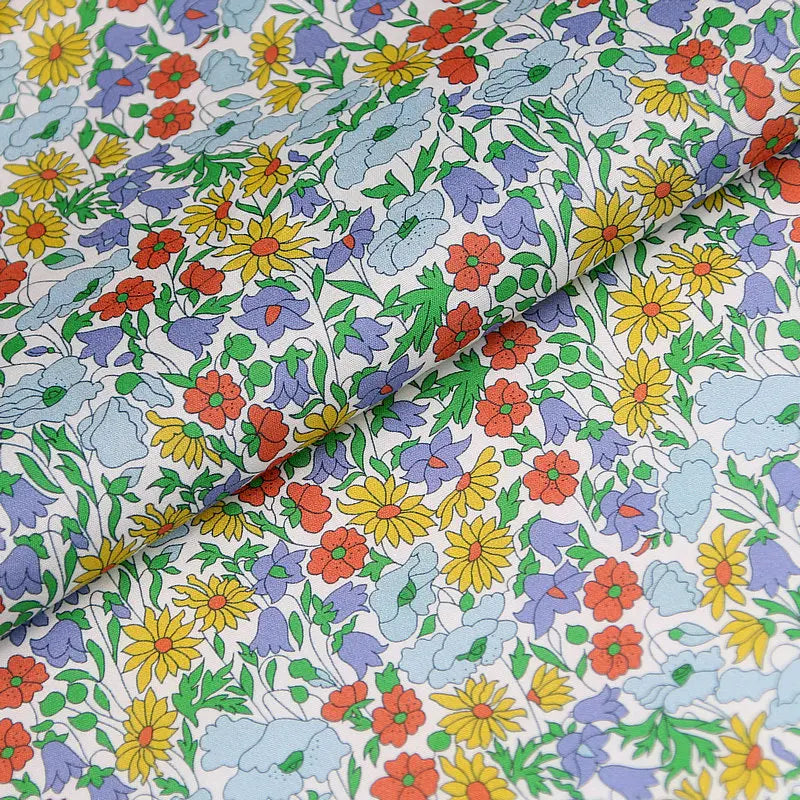 Poppy and daisy printed pink color florals fabric rose background London liberty tana lawn 100% cotton 80S fabrics for sewing