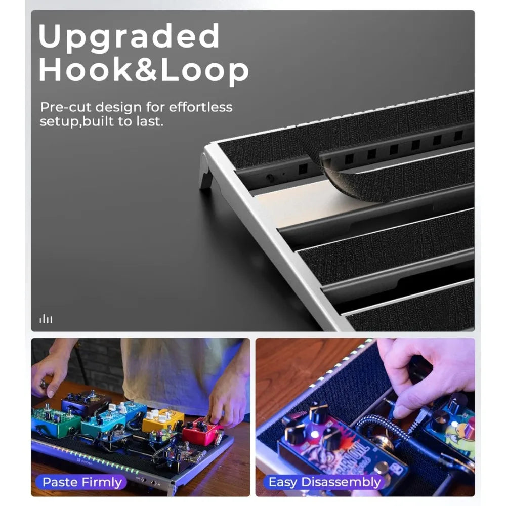 Innovative design-Guitar Pedal Board with Isolated Power Supply, PD-M Aluminum One-Piece-Bent Portable Folding Powered Guitar