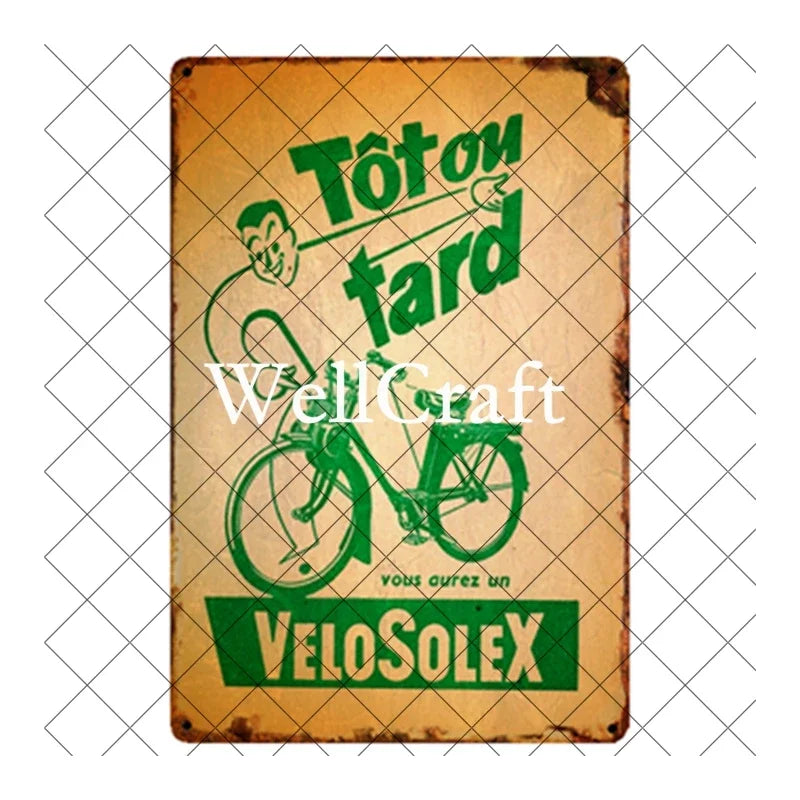 [ WellCraft ] Bicycle Velosolex Tin Signs Retro Bike Wall Plaque Pub Decor WX-11 vintage decor  home decor  room decor