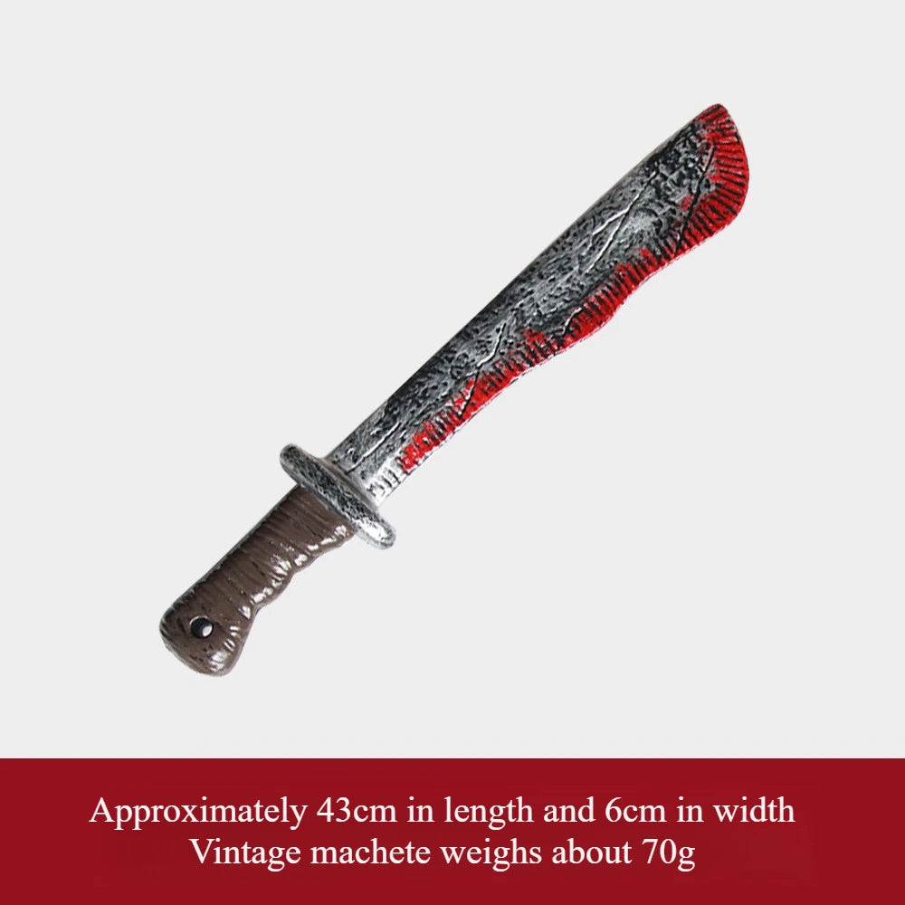 1pcs Halloween Fake Bloody Weapons Plastic Knife Axe Sickle Halloween Costume DIY Cosplay Props Decor Simulation Plastic Knife