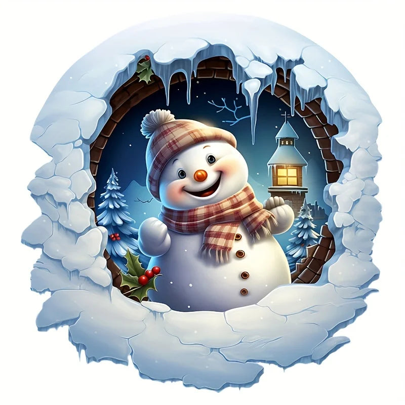 Merry Christmas Snowman Bathroom Toilet Decal - Self-Adhesive, Easy Apply Bathroom Sticker for Festive Home Decor Gift S445