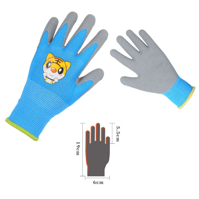Gardening Gloves Kids Durable Waterproof Garden Work Gloves Non-Slip Children Safety Yard Work Gloves Portable Garden Supplies