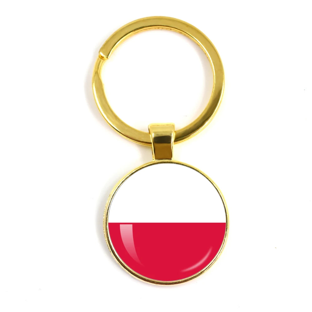 France,Poland,PuertoRico,Montenegro,Yugoslavia,Angola,Philippines,Japan,Senegal Glass Cabochon National Flag Keychain Keyholder