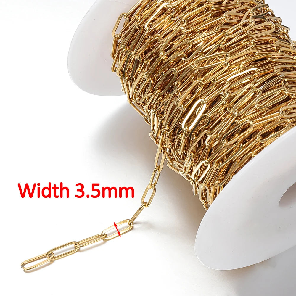 1meter Gold Stainless Steel Chain Multi Styles Star Thick Cable Curb Chains for Necklace Bracelet Jewelry Making DIY No Fade