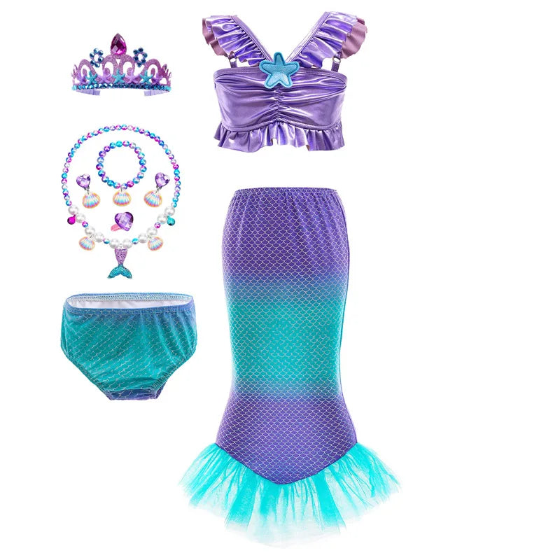 Purim Party Costumes for Baby Girls Princess Ariel Dress The Little Mermaid Cosplay Birthday Halloween Christmas Xms Gown