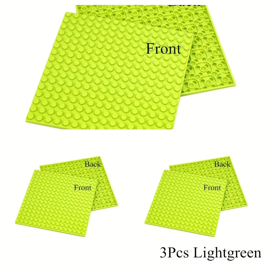 3pcs Plates 16 X 16 Double Sided Baseplate Building Blocks, Base Plate City Parts, Educational Toy Halloween Christmas Gifts