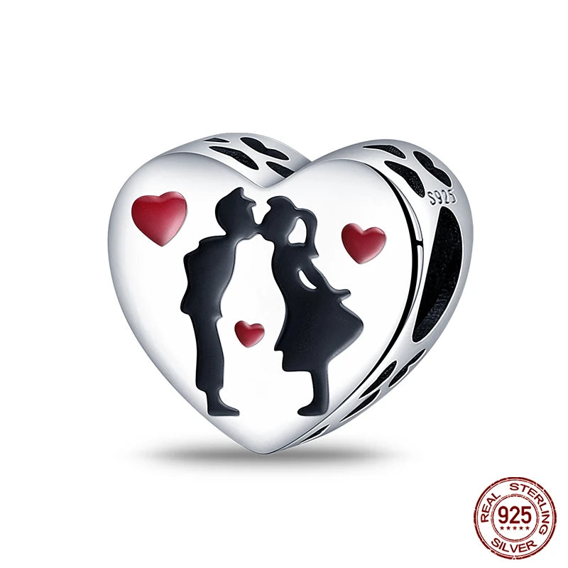 925 Sterling Silver Romantic Heart Series Charms Beads Fit Qikaola 925 Original Bracelet DIY Mother's Day Jewelry Gifts