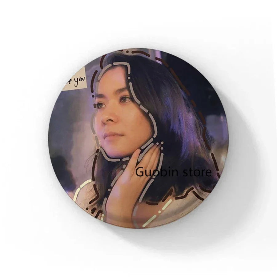 58mm Singer Mitski Enamel Pins Black and White Handmade Brooch Cartoon Cosplay Badge on Backpack Jewelry Accessories Gifts