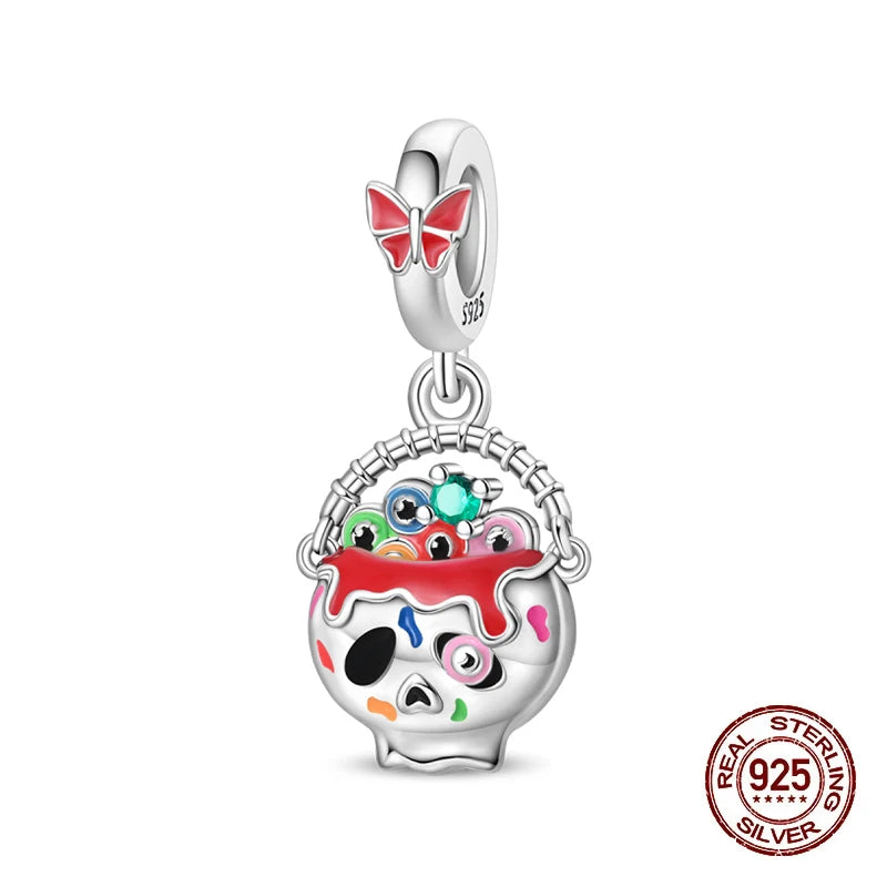 2025 Hot Sale Halloween Charms Bead 925 Sterling Silver Luminous Pumpkin Ghost Dangle Fit Bangle Bracelet Necklace DIY Jewelry