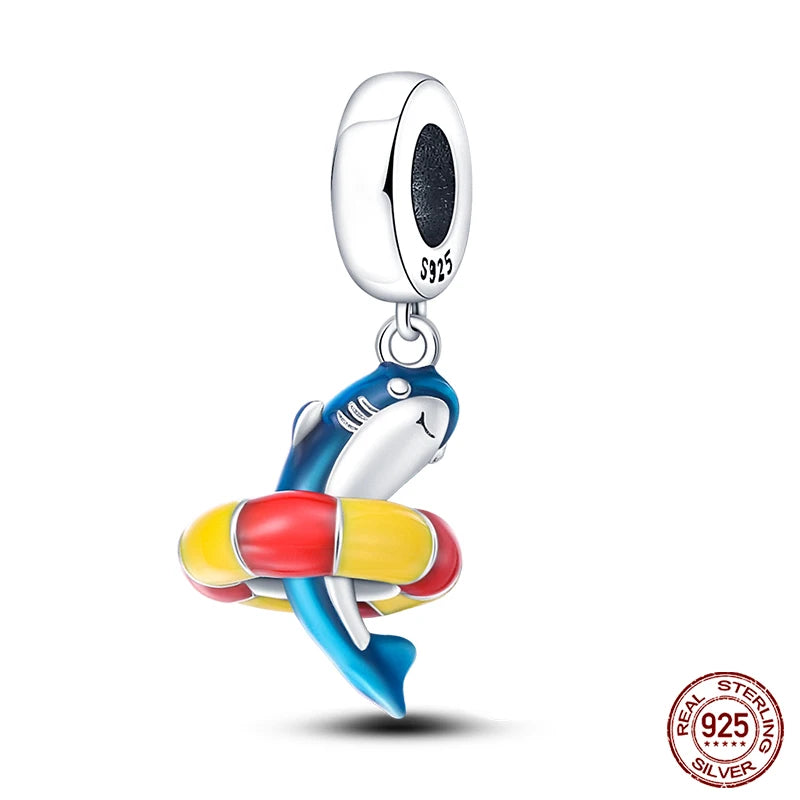 Original Ocean Series Fit 3mm Bracelet 100% Authentic 925 Sterling Silver Turtle Crab Mermaid Charm Beads DIY Jewelry Gift