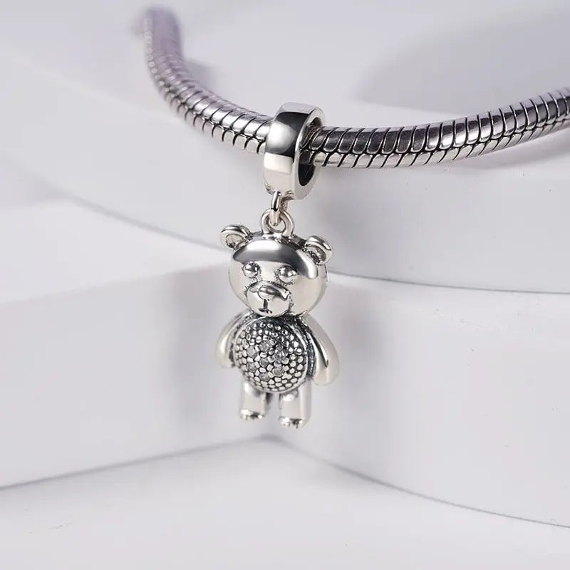 New 925 Sterling Silvering Panda Elephant Porker Charm Of 925 Chain Beaded Fit Original Pendant Bracelet DIY Ladies Jewelry