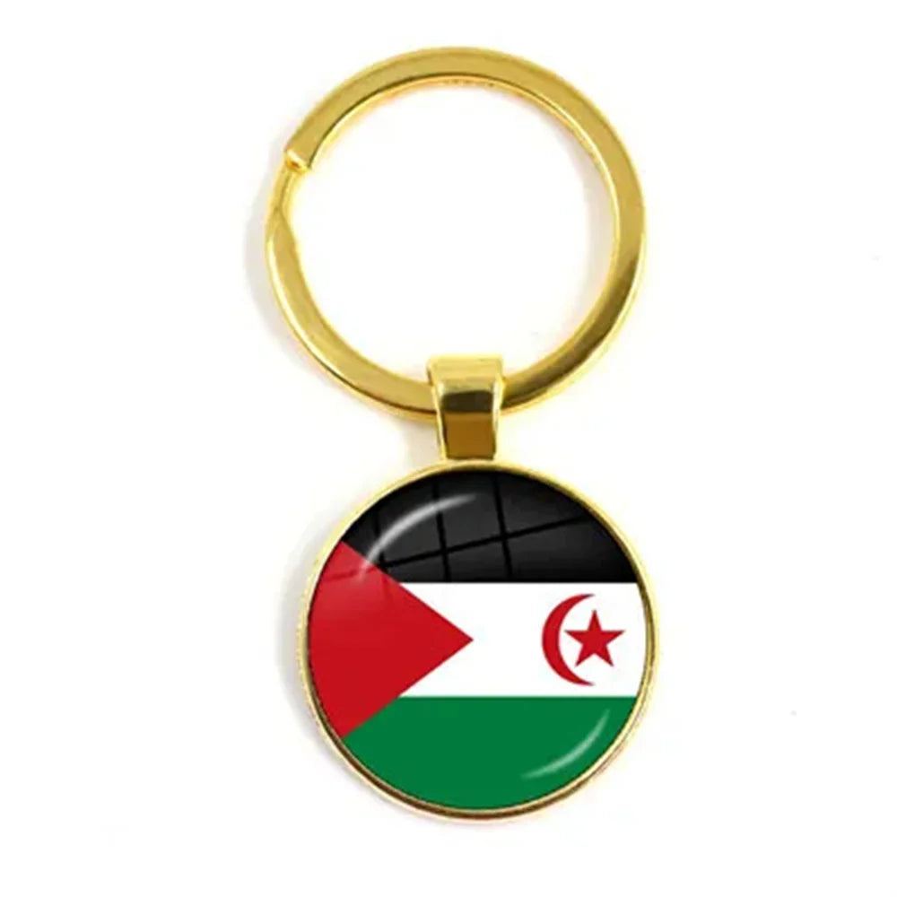 Western Sahara,Guinea,Saint Helena,Niger,Guinea-Bissau,Benin National Flag Keychain 25mm Glass Cabochon Key Rings For Gift