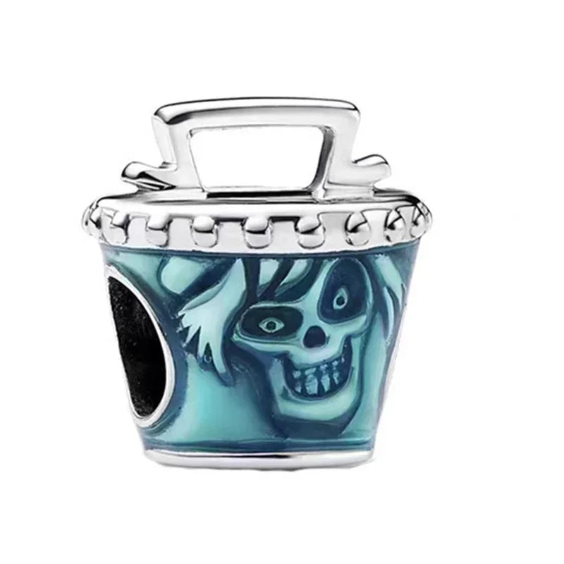 Original 925 Sterling Silver Halloween Charms Pumpkin Skull Witch Ghost Bead Earrings Pendant Fit Bracelet Necklace Jewelry