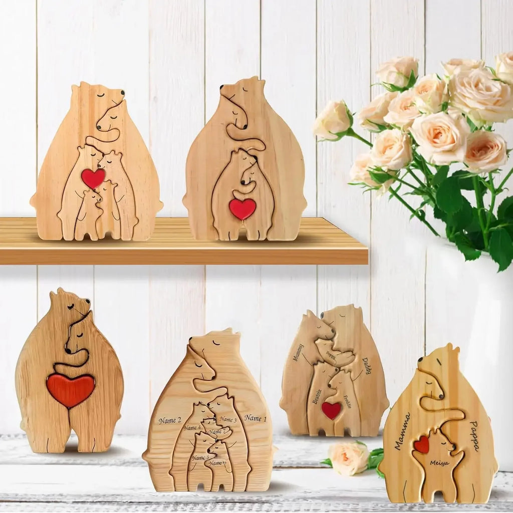 Custom Name Wooden Bear Home Art Puzzle Personalized Birthday Gift Art Puzzle Home Decor Christmas Thanksgiving Mom Home Gifts