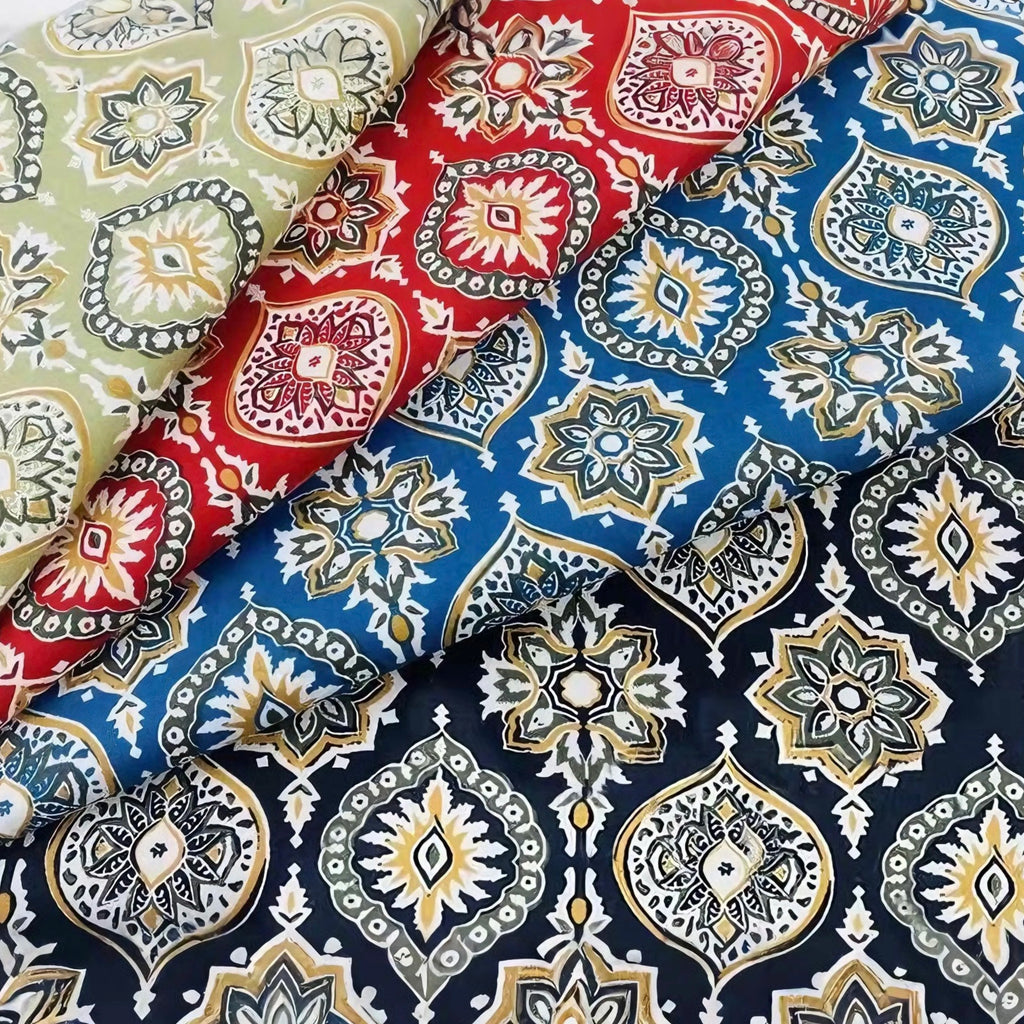 Ethnic inspired Patterned 100% Cotton Fabrics Perfect for DIY Fashion Garment Design Stylish Home Decor Intricate Handicraft