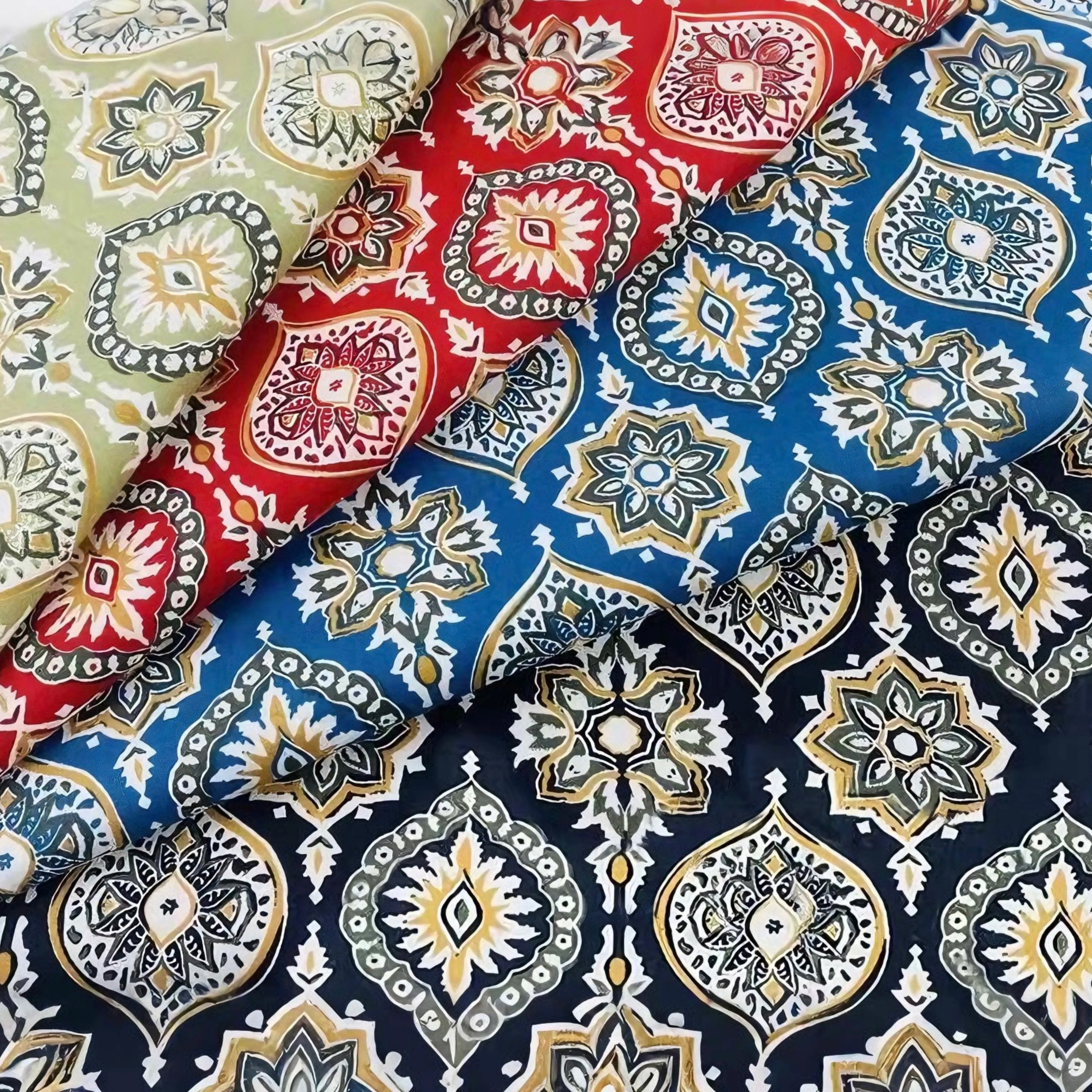 Ethnic inspired Patterned 100% Cotton Fabrics Perfect for DIY Fashion Garment Design Stylish Home Decor Intricate Handicraft
