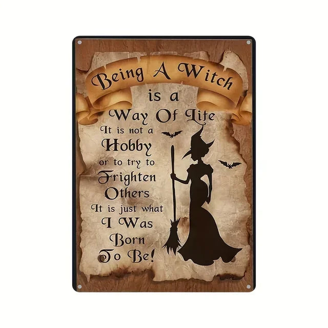 Vintage Metal Tin Sign  The House Witch Rules Halloween Decoration  Retro Wall Art for Home Room Restaurant Decor