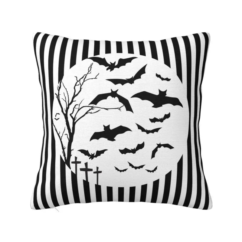 Custom Gothic Halloween Lace Bats Cushion Cover 45x45 Cm Polyester Throw Pillow Case For Sofa Living Room Decoration Pillowcase