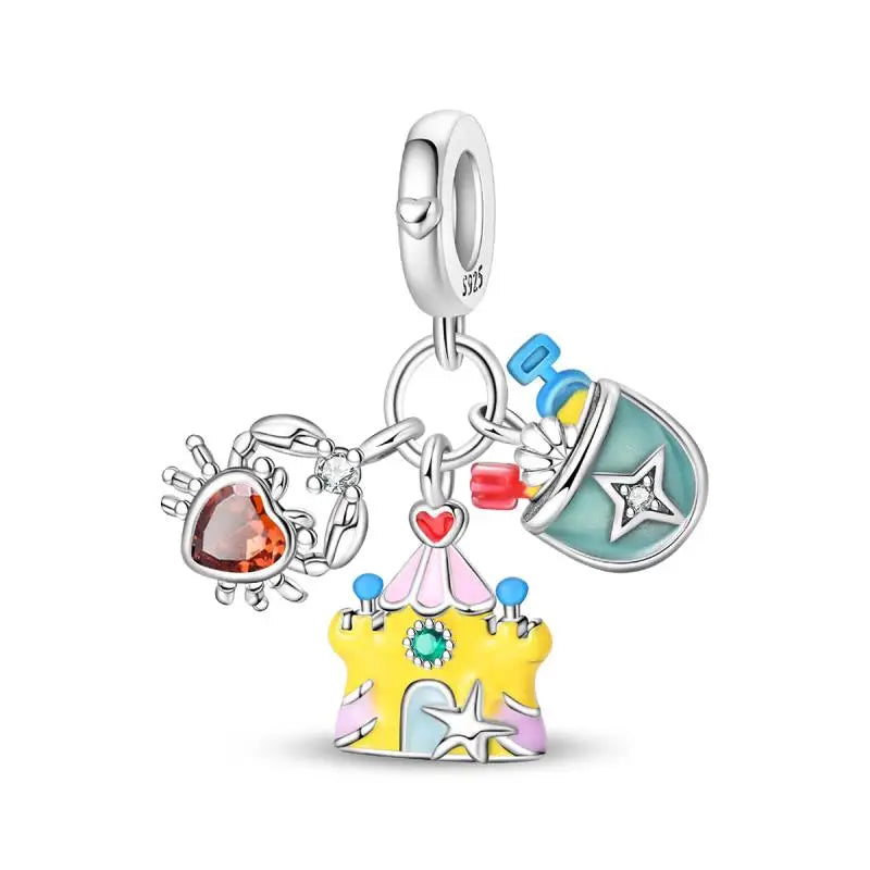 925 Sterling Silver Crab Beach Ocean Vacation Beads 3mm DIY Holiday Fine Jewelry Gift Making