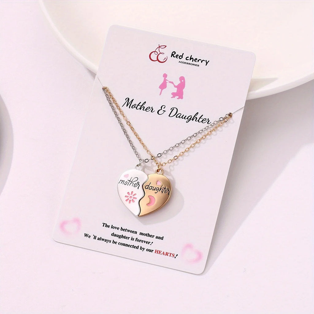 Mom Daughter Pendant Necklace Women's Stainless Steel Choker Necklace Stylish Family Jewelry Mother's Day Gift For Mom