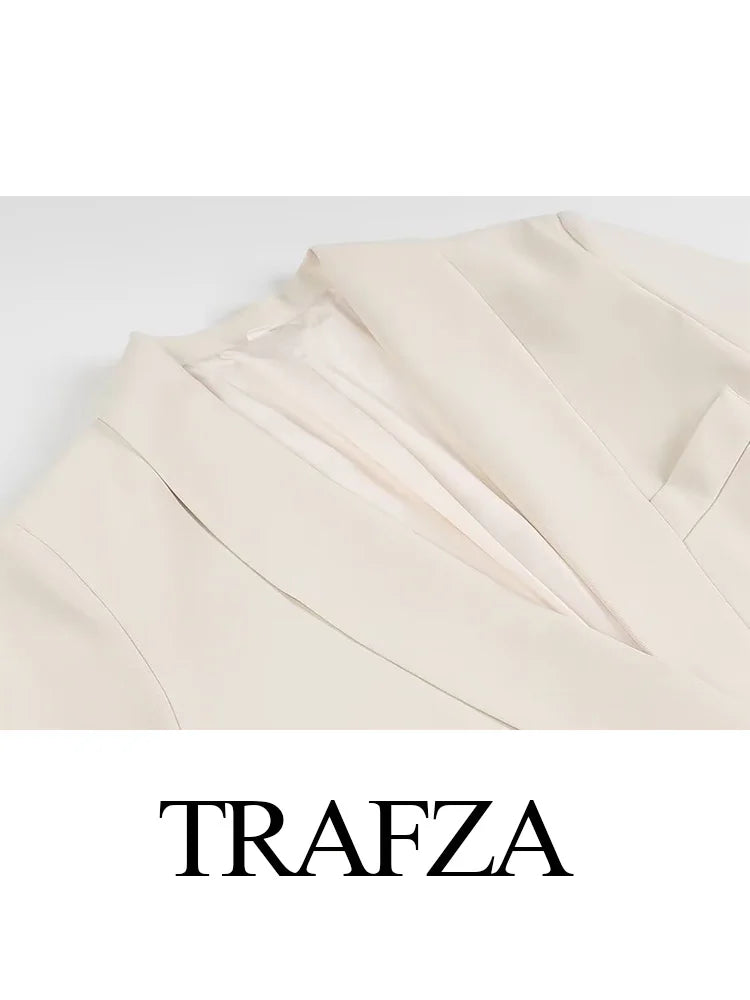 HH Autumn Women Fashion One Button Long Sleeves Pocket Decoration Lapel Blazers+High Waist Side Zipper Solid 2 Piece Set